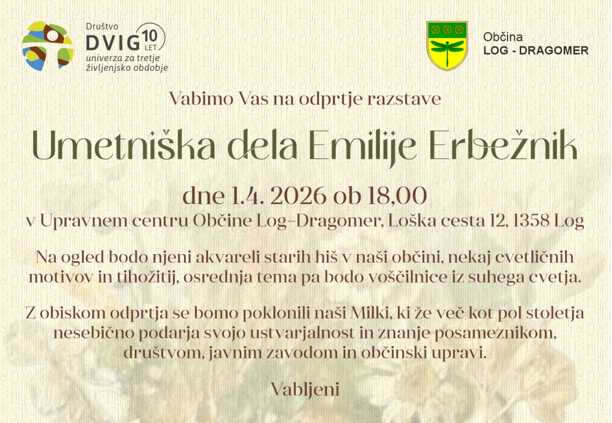VABILO Umetniška dela Emilije za e mail